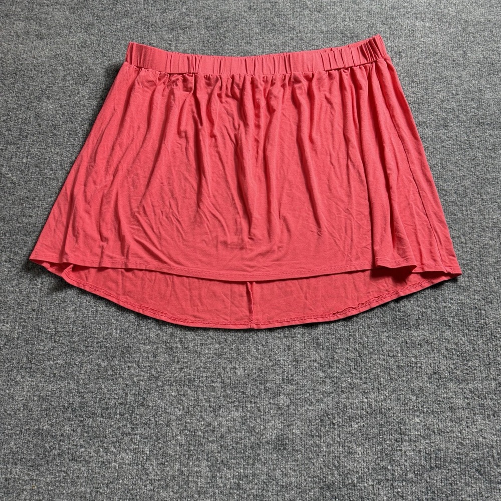 Coral Pink High Low Mini Skirt Elastic Waist Casual Summer Skater Skirt 3X